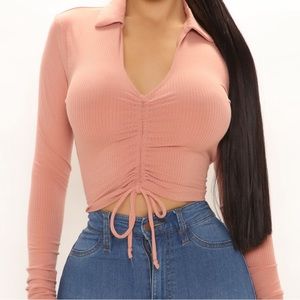 Peachy long sleeve ruched top